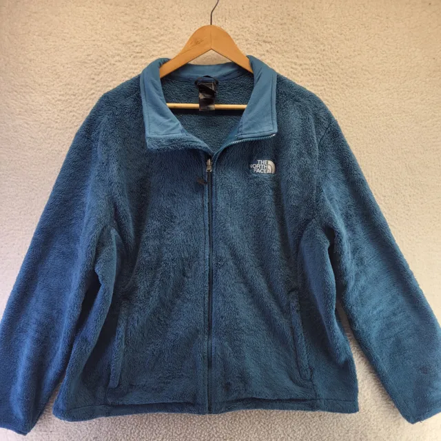 The North Face Womens Blue Zip-Up Fuzzy Fleece Furry Jacket XXL Plus Size TNF