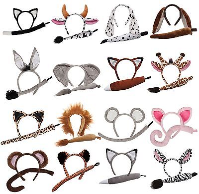 Animal Ears and Tail Set Adults Child Fancy Dress Costume Accessory Party Play
