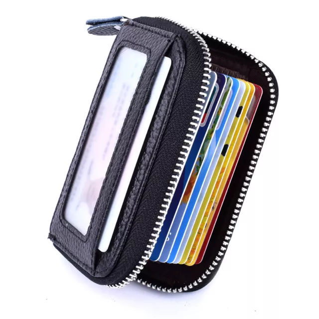 Men's Wallet Real Leather Credit Card Holder RFID Blocking Zipper Thin Pocket d6