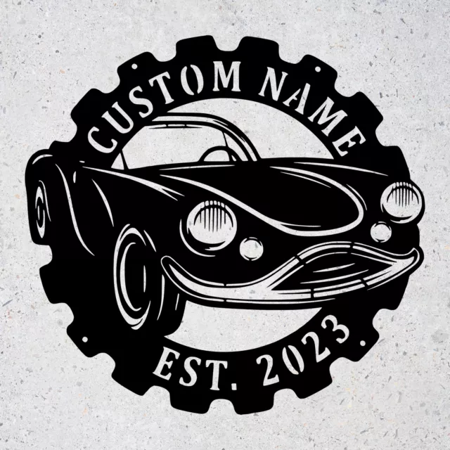 Personalized Classic Car Metal Wall Art Custom Garage Name Sign Home Decor Signs