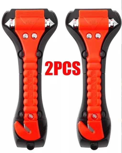 2 x Emergency Car Safety Hammer Window Breaker Seatbelt Cutter Breaks Glass UK