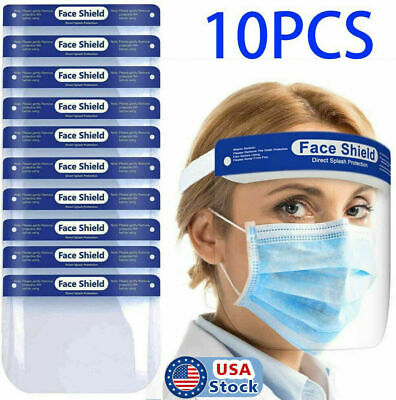 10 Pack Safety Full Face Shield FaceShield Clear Washable Face Anti-Splash