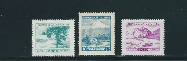 CHILE circa(?) REVENUE, TOURISM TAX stamps 3 different USED/UNUSED