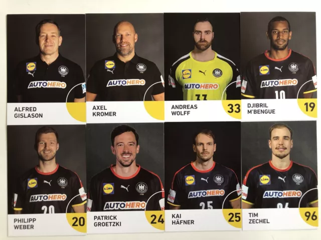 8 - teiliges Autogrammkartenset AK *DEUTSCHLAND HANDBALL* DHB Wolff, Gislason..