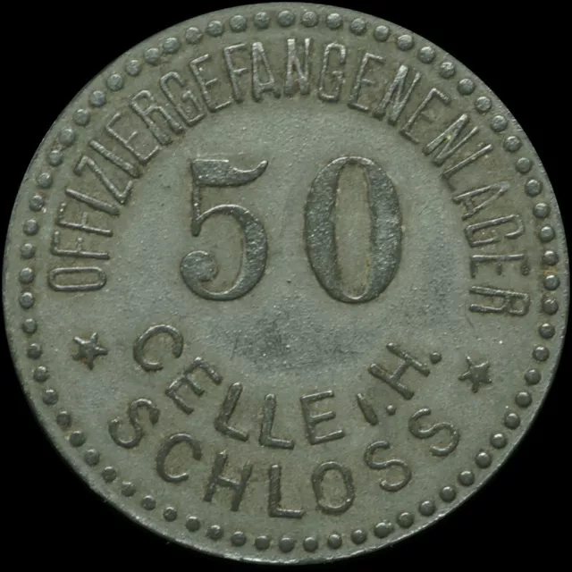 POW CAMP - WWI: 50 Pfennig. KGL OFFIZIERGEFANGENENLAGER SCHLOSS CELLE / HANNOVER