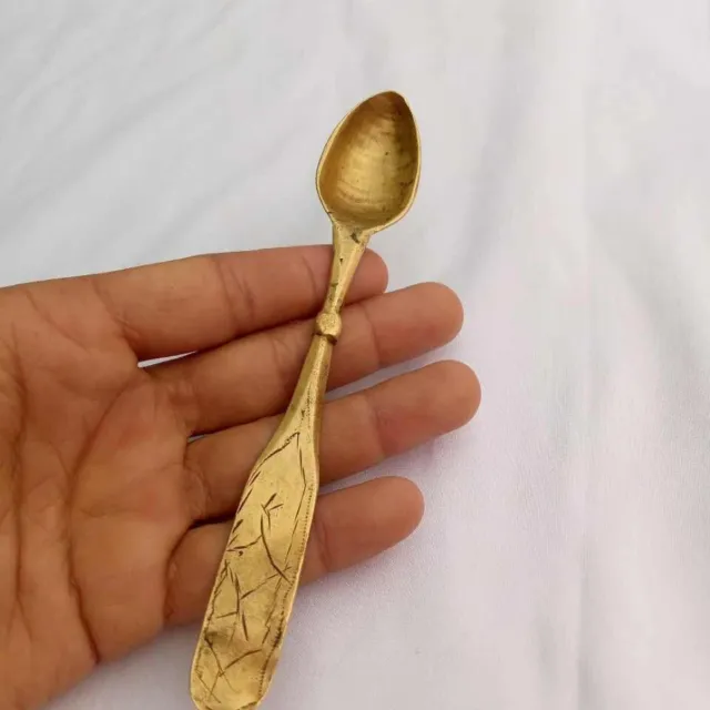 Vintage Handmade Old Brass spoon Handcrafted Hammer Work Antique