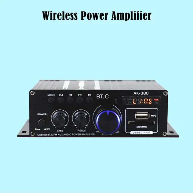 AK380 AUDIO AMPLIFIER 2 Channel Power Amplifier 12V Music Player USB ...