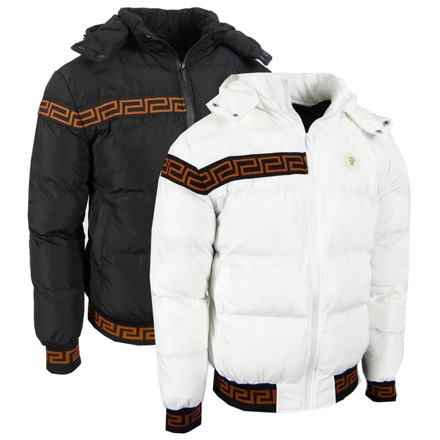 Puffer Hoodie Mens Coat Jacket Italian Designer Striped Quilted Zip Up Polar