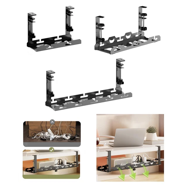 Plateau De Rangement Câbles Sous Bureau AXNSATRE - Sans Perçage, Installation Facile Pour Garder Ton Espace De Travail Propre Et Organisé