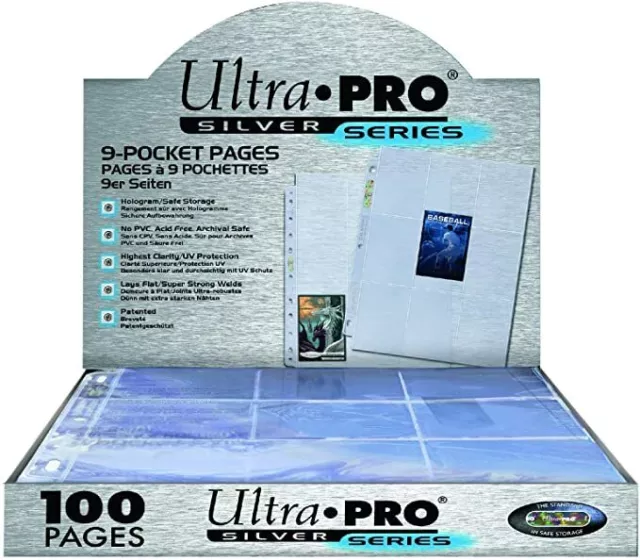 Ultra Pro Silver Pages 9 Bolsillo A4 Pokémon Magic The Gathering Cartas Manga 10-100