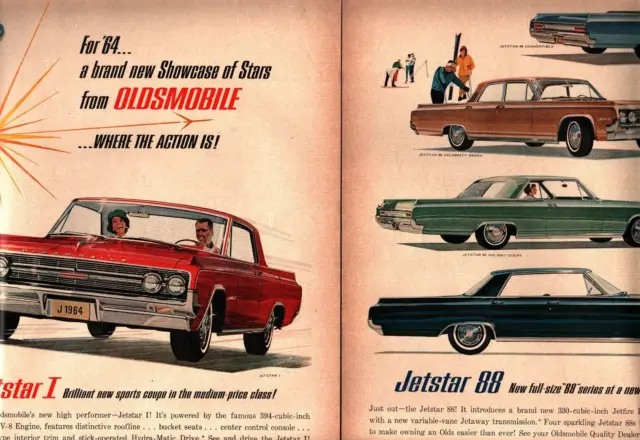 1963 Oldsmobile Jetstar 1 88 Holiday Sedan Celebrity Convertible 2-Page Print Ad