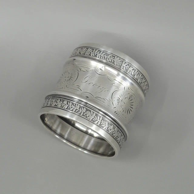 GORHAM 19c Sterling Napkin Ring "GEORGE" Victorian American Aesthetic Movement