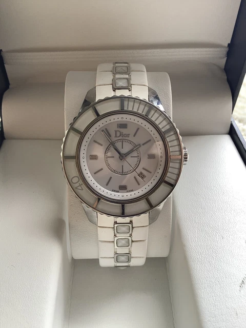 Christian Dior White Stainless Steel Rubber Christal CD113111  Ladies Watch