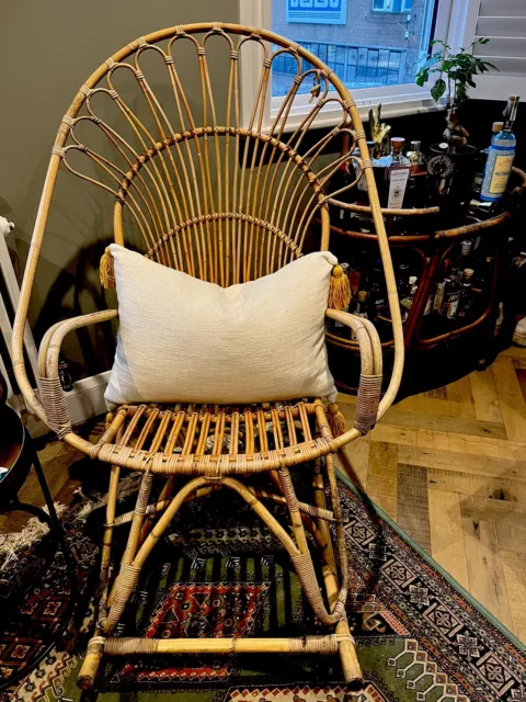 Vintage Bamboo/Cane Rocking Arm Chair