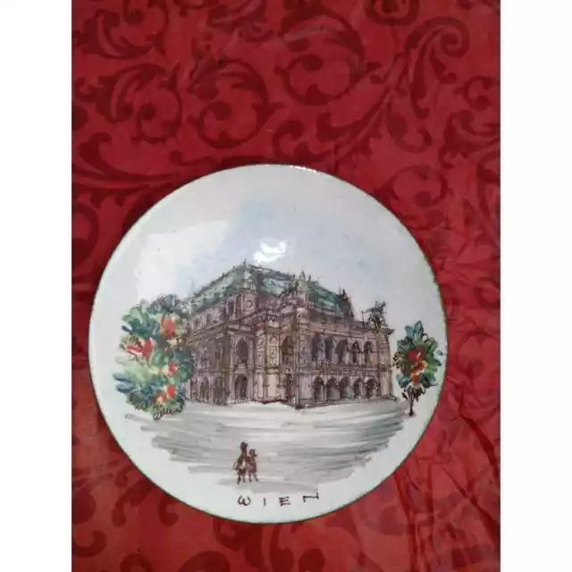 Vintage Handmade Small Trinket Dish with Palais D'Garnier Opera House in Vienna
