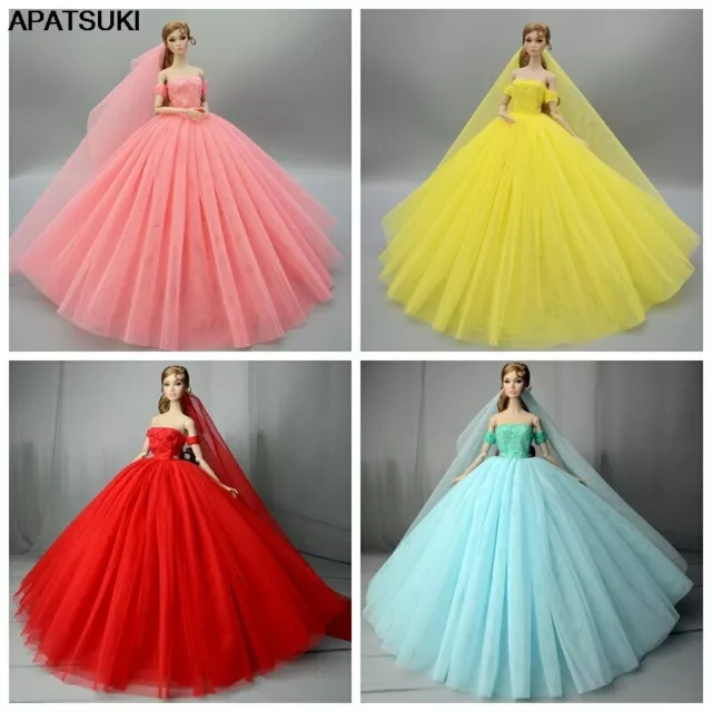 10Pcs Barbie Doll Dresses Clothes Bundle Fashion Party Dress Wedding Gown  Girl