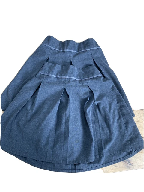 2x Grey Girls School Skirts Tu Age 10 Adj Waist