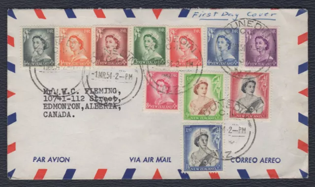 NEW ZEALAND 1954, Definitives Elizabeth II, FDC, SG 723/33, Mi 332/42, Sc 288/98