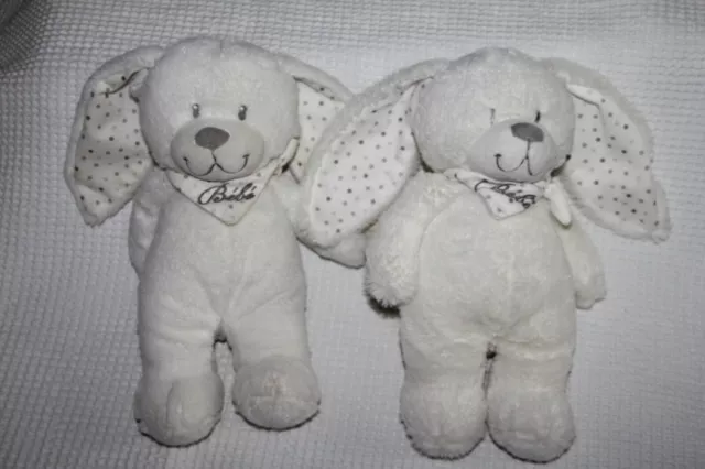 Doudou Pommette  2 Lapin Blanc Pois Gris Com Neuf
