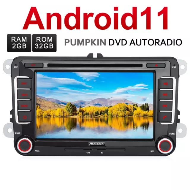 Pumpkin Doppel DIN Android 11 Autoradio GPS Navi DVD DAB+ Für VW Golf 5 6 Passat