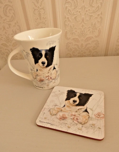 Brand New Border Collie Fine China Mug And Coaster  By Otter House