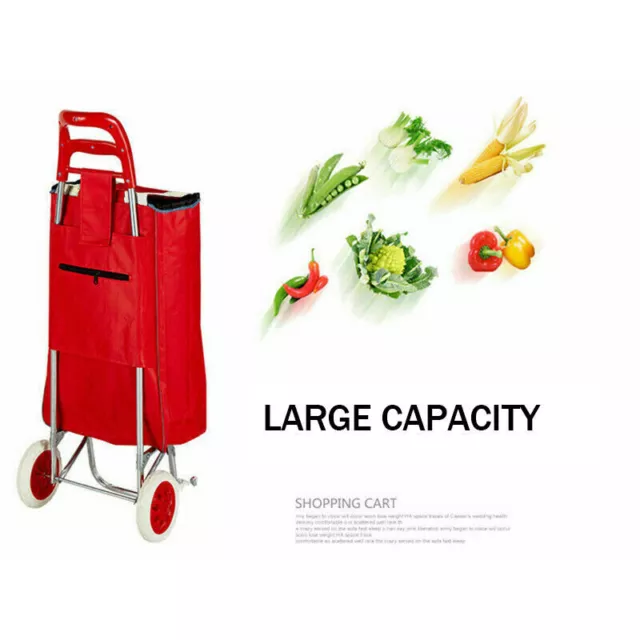 Au 1X  Shopping Cart Carts Trolley Foldable Bags Luggage Wheels Folding Basket 2