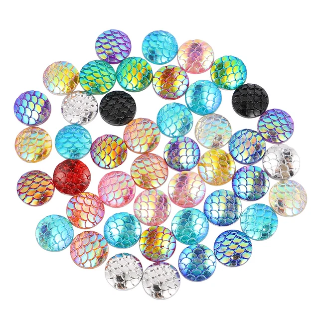 200pcs Meerjungfrau Charme Ohrring Perlen Charme Cabochons Flatback 3