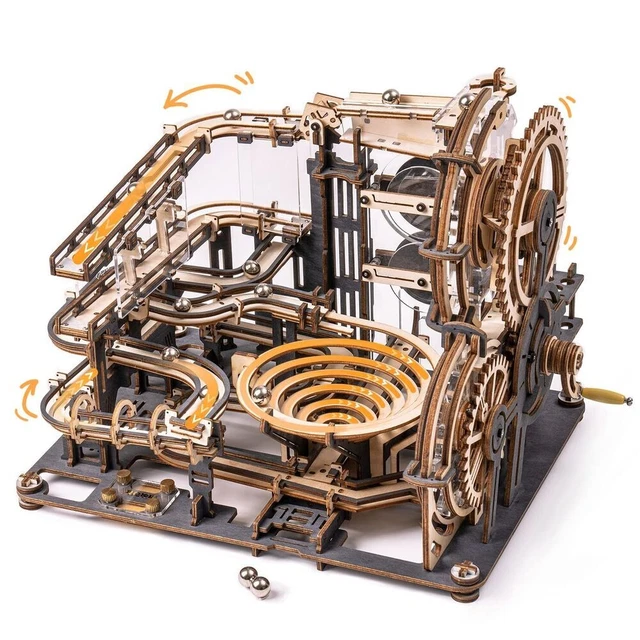 ROKR Mechanical Jigsaw Marble Night City 3D Wooden Puzzle Marble Run Toy Gift