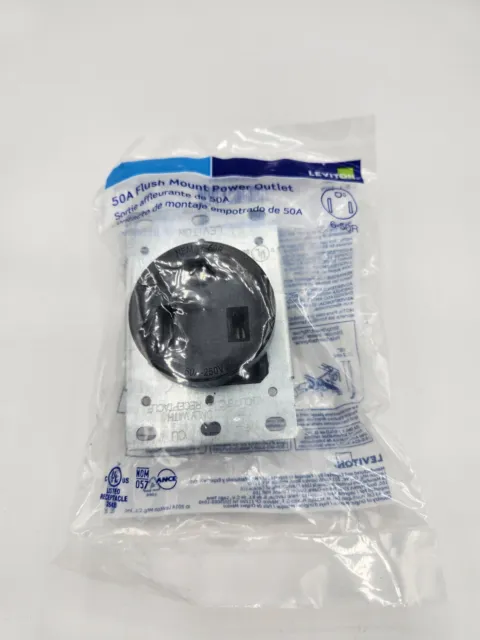 Leviton 50A 250V Flush Mount Black 3 Wire 6-50R (New in packaging)