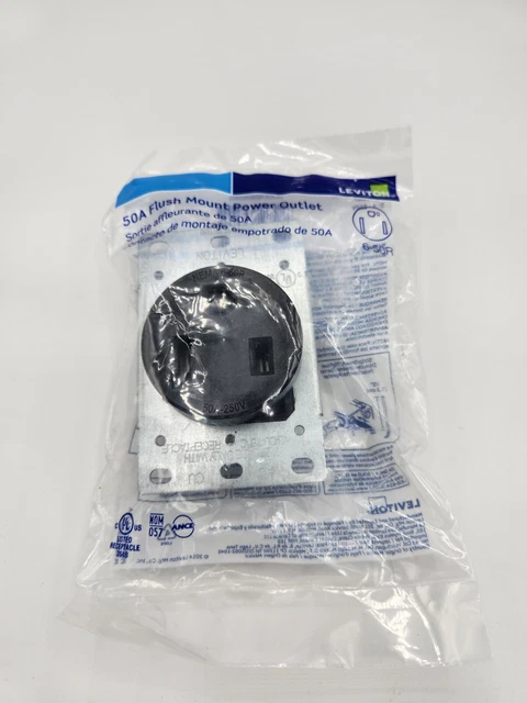 Leviton 50A 250V Flush Mount Black 3 Wire 6-50R (New in packaging)