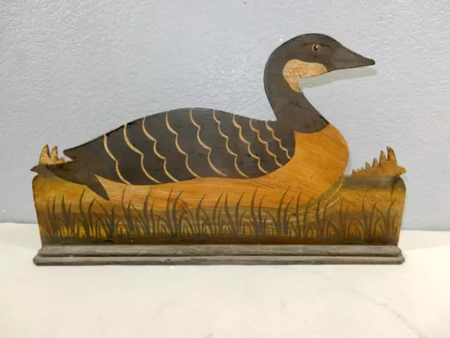 Antique Wooden Folk Art, Hand Decorated, Canadian Goose, 16 in. Long, 9 1/2 High