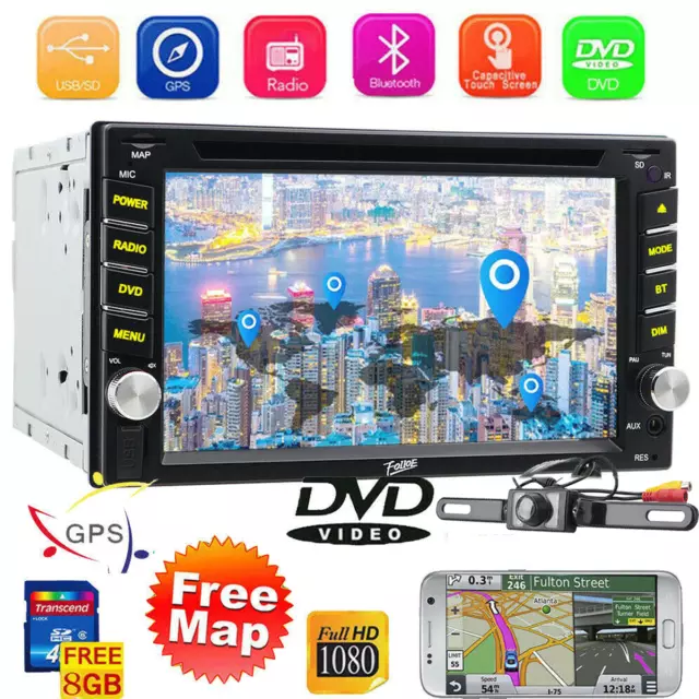 CÁMARA 6.2" Doble 2 DIN táctil de DVD y CD Radio Estéreo para automóvil GPS NAV