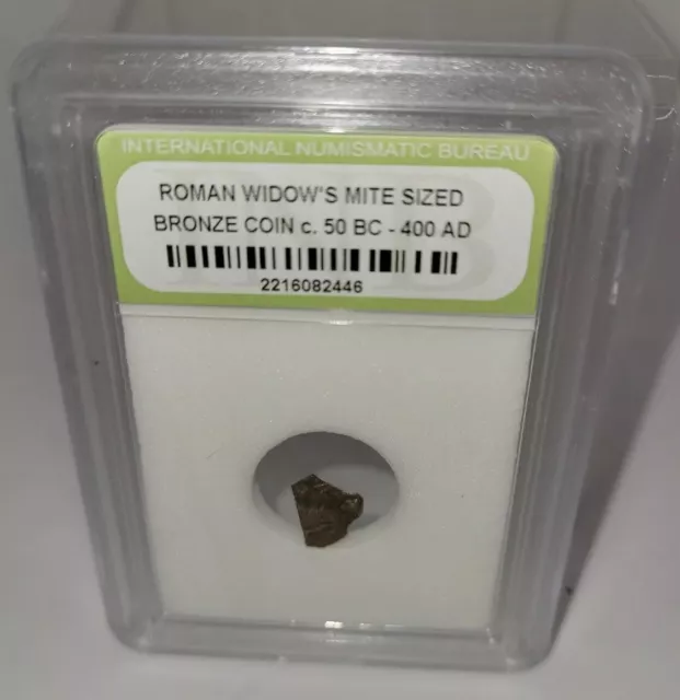 ROMAN ANCIENT WIDOWS MITE SIZED BRONZE COIN - 50 B.C./400A.D. INB Slabbed