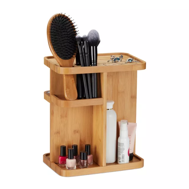 Make Up Organizer Drehbarer Kosmetikorganizer Halter Schmink Aufbewahrung Bambus