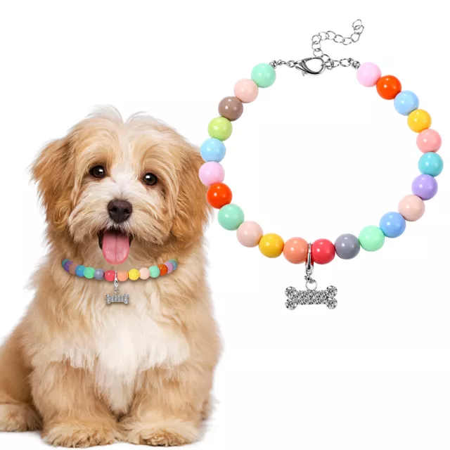 Dog Collar Colorful Beaded Necklace Cat Collar for Small Dogs Cats Puppy Kitten