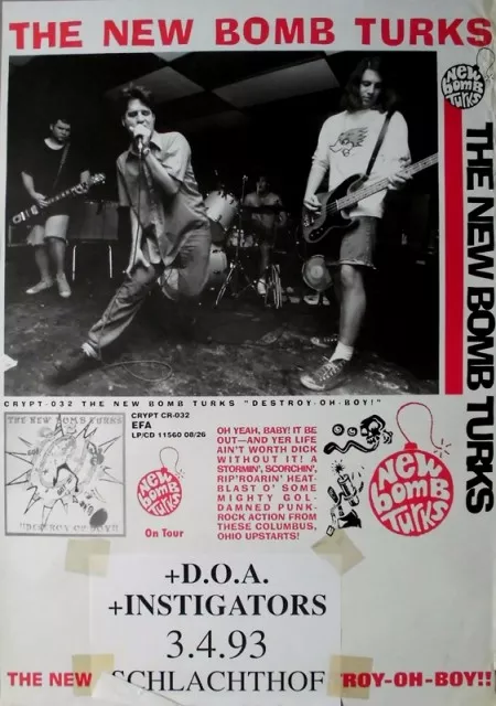 NEW BOMB TURKS - 1993 - D.O.A. - Instigators - In Concert Tour - Poster - Bremen
