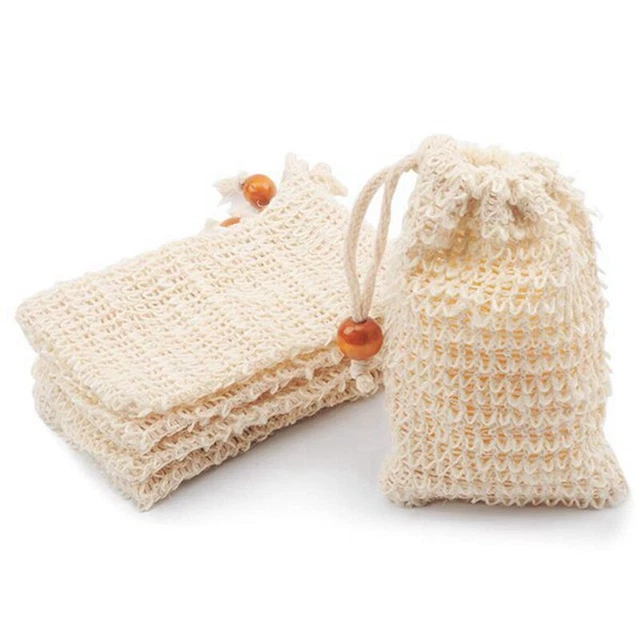 Soap Bags for Shower 60 Pack Natural Ramie Soap Saver Pouch Homemade Soap M H3H6