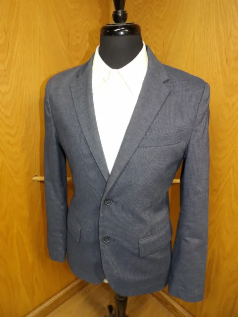 Mens Blazer Sport coat Jacket Old Navy 40s Navy weave Cotton Spandex  NWOT N#135