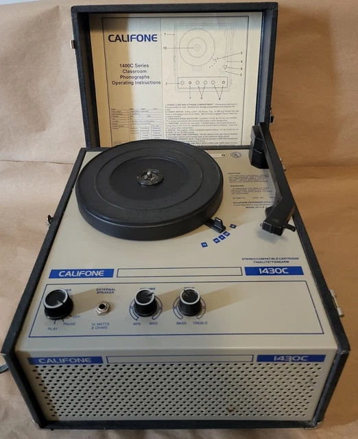 CALIFONE 1430C PORTABLE Classroom Vinyl Record Player Turntable