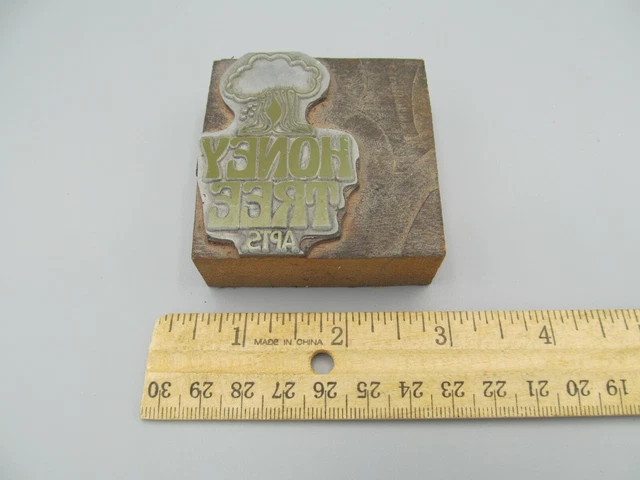 “Honey Tree Apartments” Vintage Publishing Printing Press Wood Stamp
