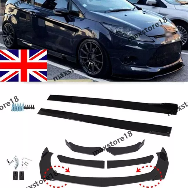 For Ford Fiesta ST MK5 6 Mk7 MK7.5 Front Bumper Lip Spoiler Splitter Side Skirts