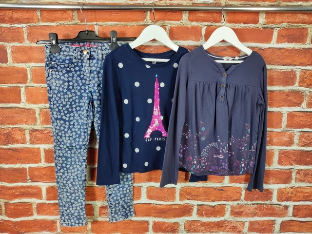 T-Shirt Top Ragazza Pacchetto Età 6-7 Anni Fatface Gap M&S Jeans Parigi Bambini 122 Cm