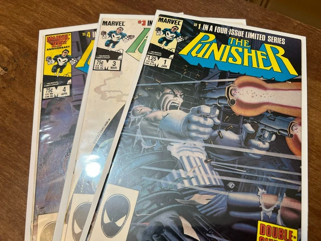 The Punisher #1, 3, & 4  of 4 Limited Series Marvel Comics 1985