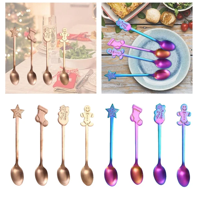 Set di 8 Bellissimi Cucchiai Natalizi Riutilizzabili per Mescolare Lo Zucchero