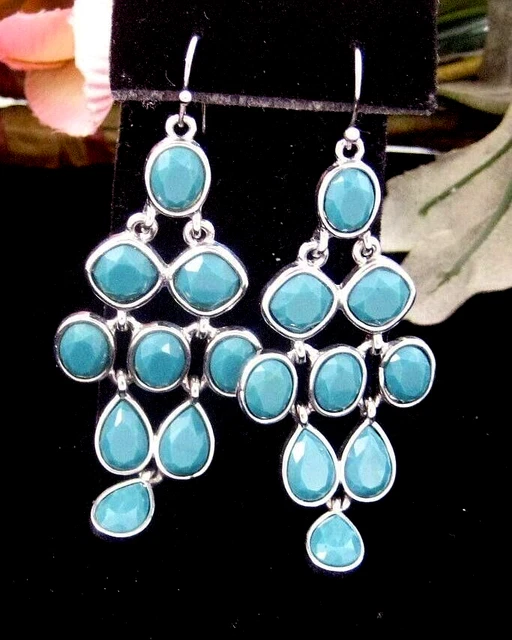 Fashion Jewelry Earrings long dangle green acrylic Chandelier / Waterfall
