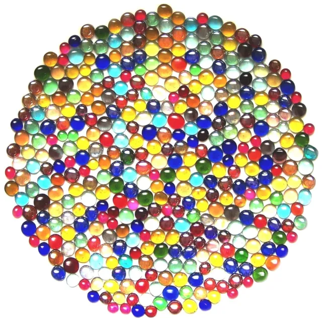 400 x Mixed Rainbow Glass Mosaic Pebble Stones Assorted Colours & Sizes