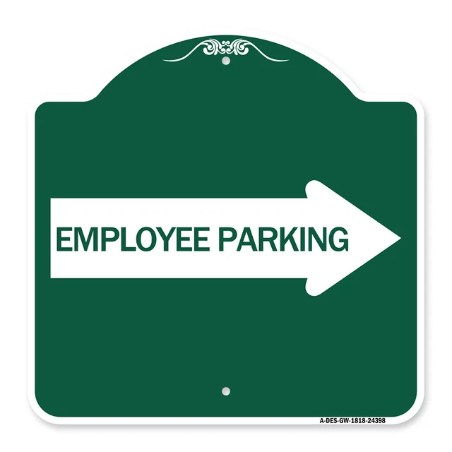Designer Series - Employee Parking (With Right Arrow) Heavy Gauge Aluminum