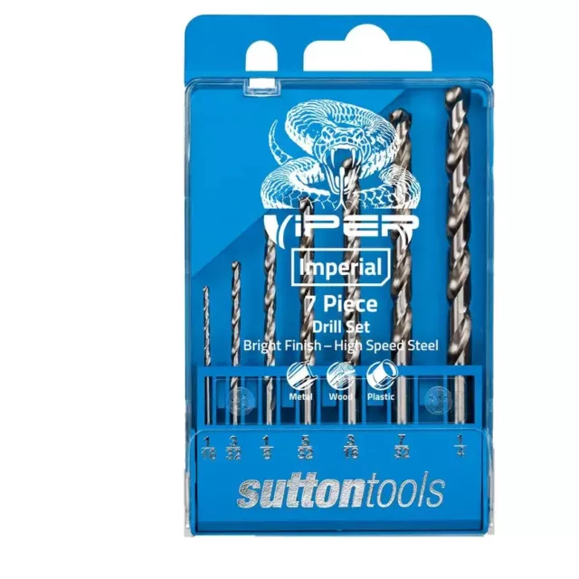 Sutton Tools Viper Jobber Drill Bit Set Imperial - 7 Piece, 1/16 to 1/4"