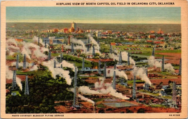 Airplane View Of North Capitol Oil Field In Oklahoma City Oklahoma  Postcard Unp