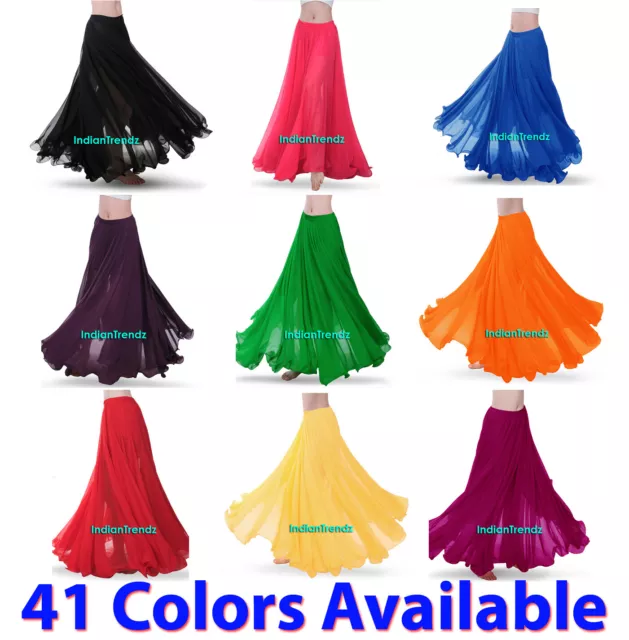 360 Full Circle Skirts Chiffon Long Swing Belly Dance Costume Tribal Maxi Jupe